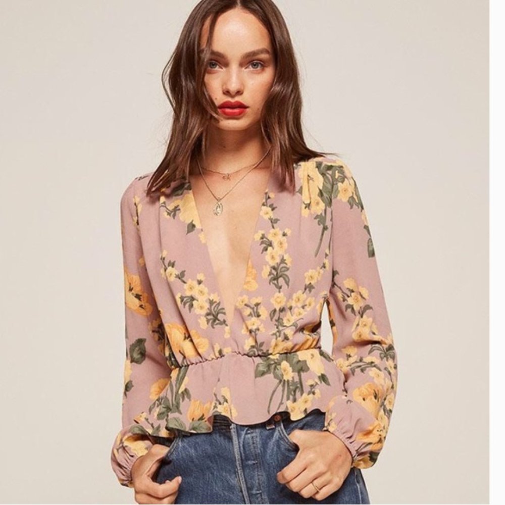 Reformation Camila Camilla floral blouse top XS